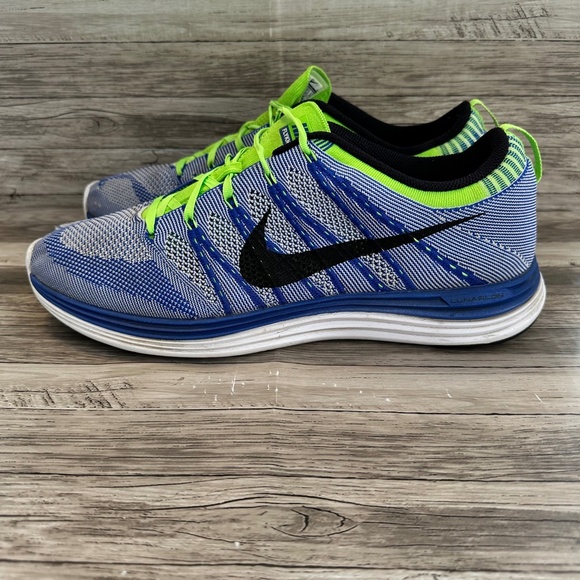 Nike FlyKnit Lunar 1 Mens Running Shoes Blue Green Lace Up 554887-401 Size 14 - Picture 2 of 11